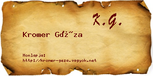 Kromer Géza névjegykártya